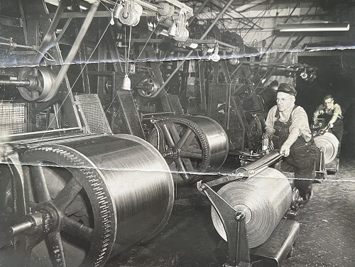 Penna Wire Cloth factory circa 1950â€™s. Robert Holler (front) Henry (Winky)Pokopec(back)